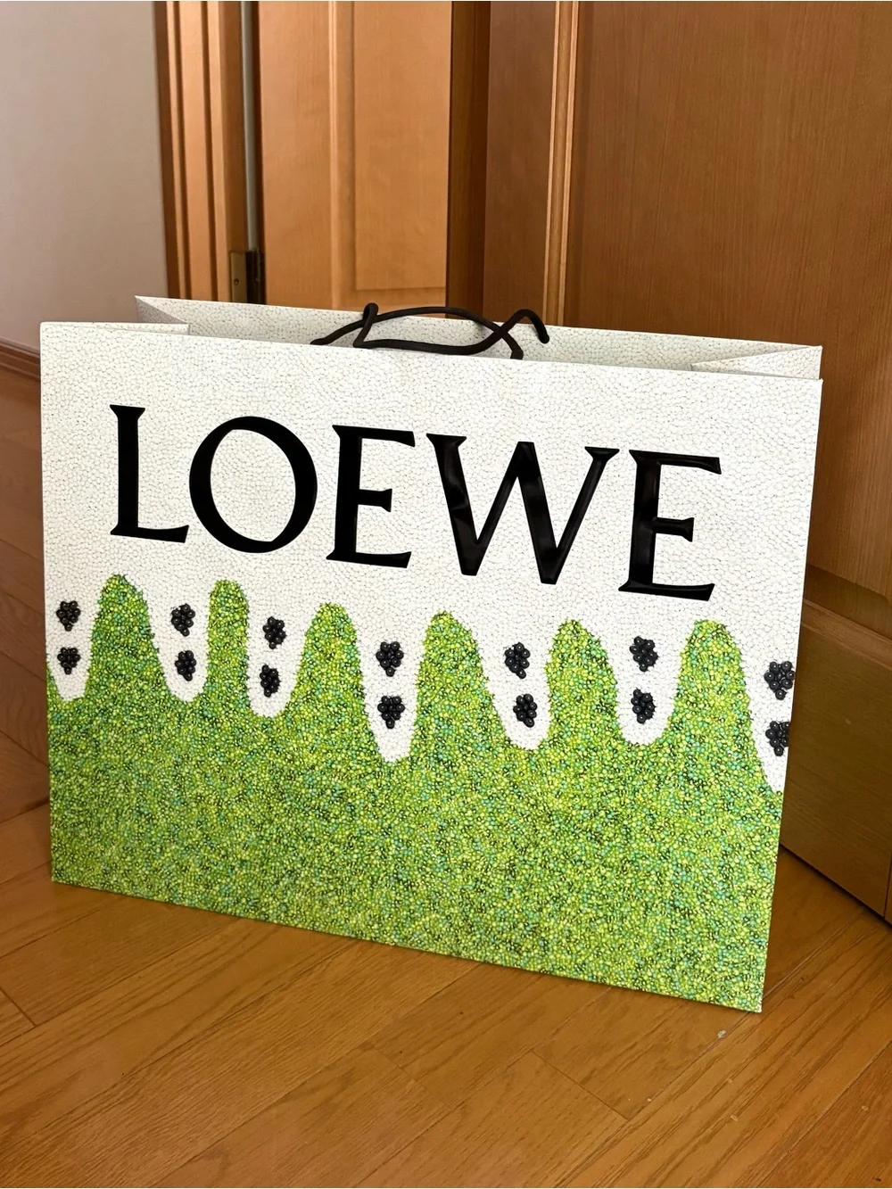 Loewe White and Green Graphic Logo Shopping Bag